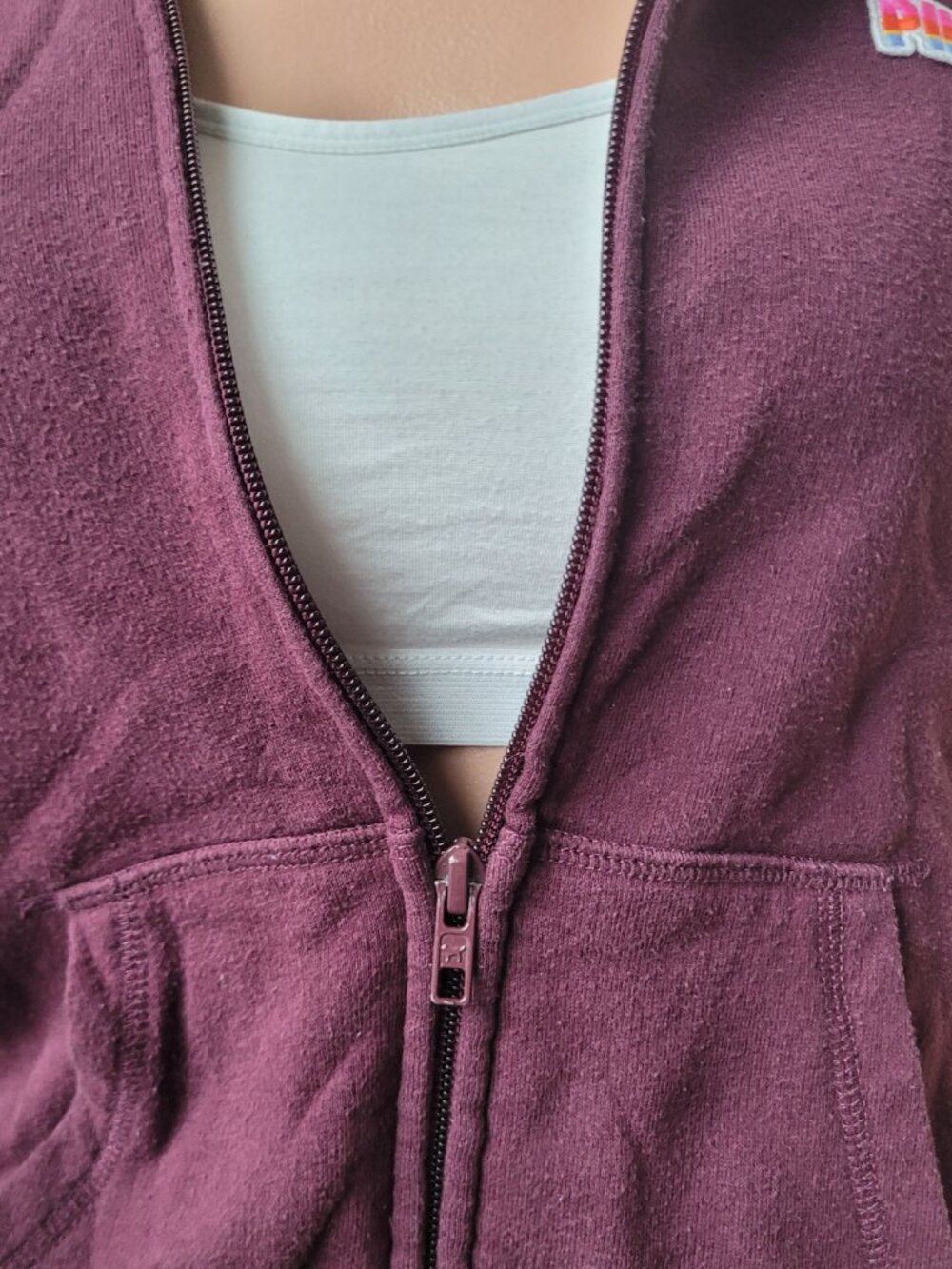 Pink Burgundy Spangle Slim Crop Hoodie - Picture 6 of 6